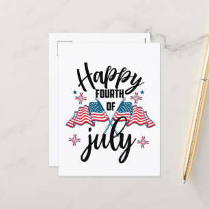 Postal Festiva Feliz 4 De Julio Patriótico 