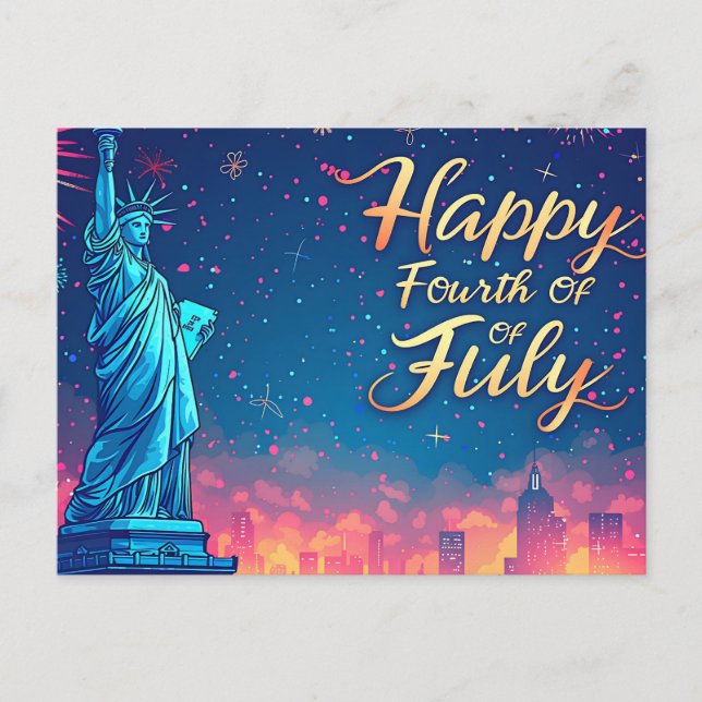 Postal Festiva Feliz 4 De Julio Postcard (Anverso)