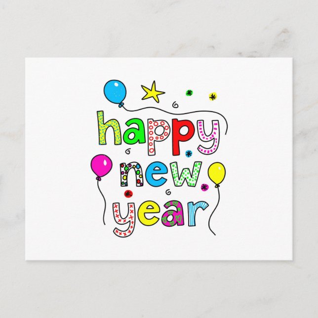 Postal Festiva Feliz Año Nuevo (Anverso)