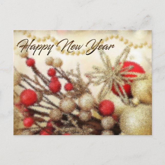 Postal Festiva Feliz año nuevo (Anverso)