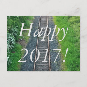 Postal Festiva Feliz Año Nuevo 2017 Naturaleza del ferrocarril
