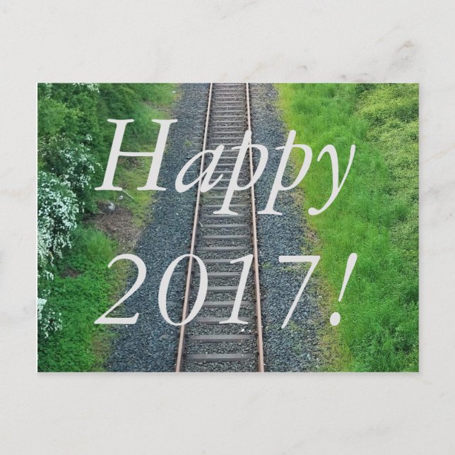 Postal Festiva Feliz Año Nuevo 2017 Naturaleza del ferrocarril (Anverso)