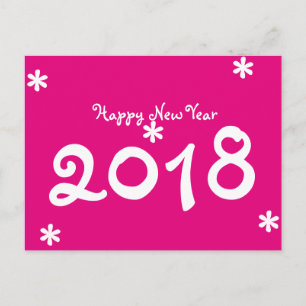 Postal Festiva Feliz Año Nuevo 2018 Tipografía de Estrella Blanca