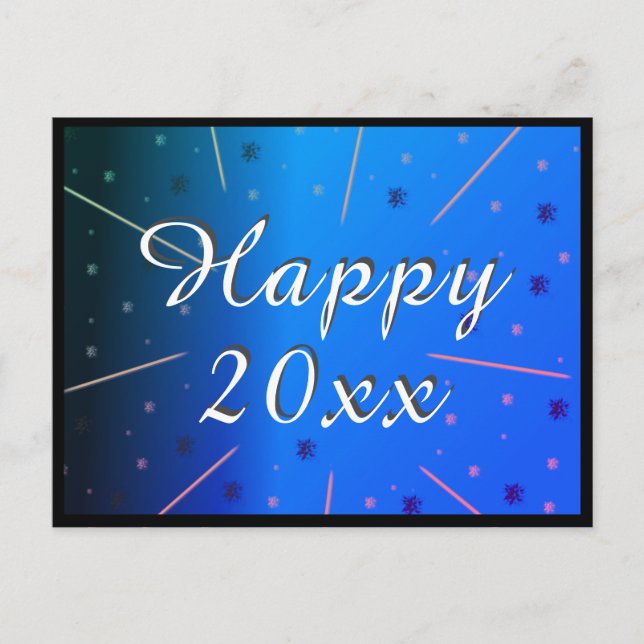 Postal Festiva Feliz Año Nuevo 2020 Estrellas Azules (Anverso)