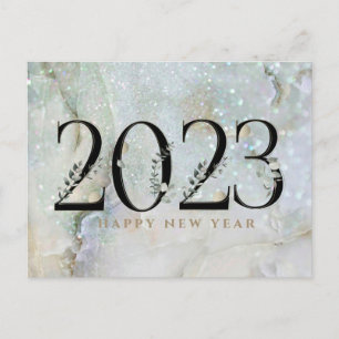 Postal Festiva Feliz Año Nuevo 2021 de mármol con brillo moderno