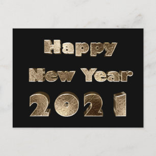 Postal Festiva Feliz Año Nuevo 2021 Moda de oro elegante