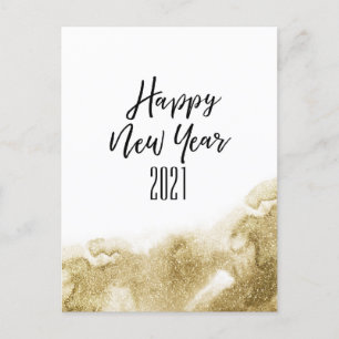 Postal Festiva Feliz Año Nuevo 2021   Resumen de oro festivo