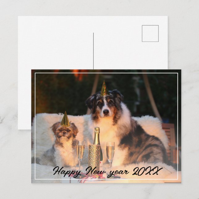 Postal Festiva Feliz Año Nuevo 2023 Feriado de Perro (Anverso / Reverso)