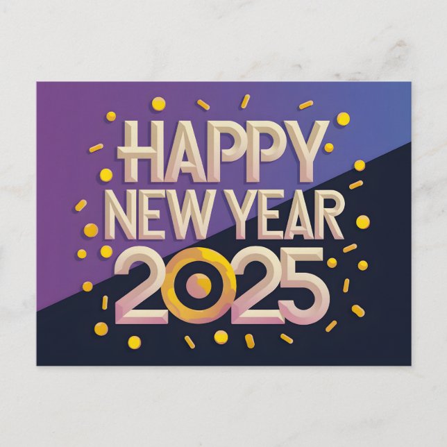 Postal Festiva Feliz Año Nuevo 2025 (Anverso)