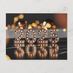 Postal Festiva Feliz Año Nuevo 2025 con luces festivas