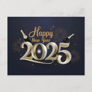Postal Festiva Feliz Año Nuevo 2025: Elegante celebración