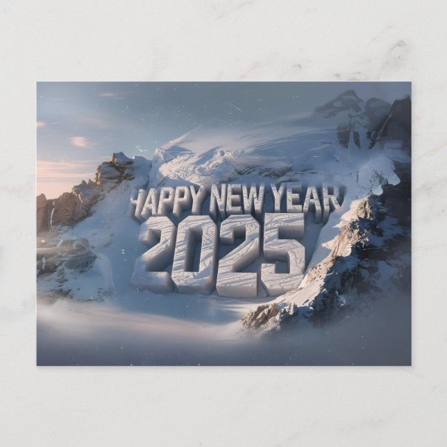 Postal Festiva Feliz Año Nuevo 2025 Nevada (Anverso)