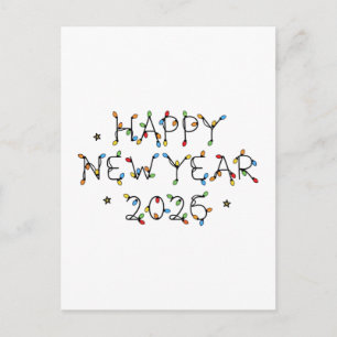 Postal Festiva Feliz Año Nuevo 2026 Diseño Minimalista