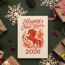 Postal Festiva Feliz Año Nuevo 2026 Fiery Horse