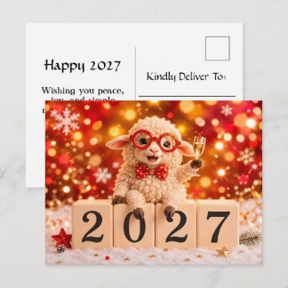 Postal Festiva Feliz Año Nuevo 2027 Año de la Cabra