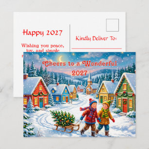 Postal Festiva Feliz Año Nuevo 2027 Celebración