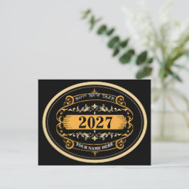 Postal Festiva Feliz Año Nuevo 2027 moderno y elegante
