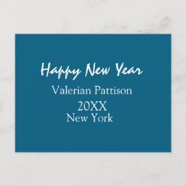 Postal Festiva Feliz año nuevo azul nombre lugar año boho simple 