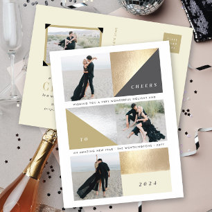 Postal Festiva Feliz Año Nuevo bloquea elegantes 3 fotos