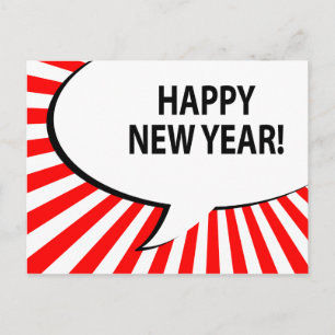 Postal Festiva ¡feliz año nuevo! burbuja de cómic