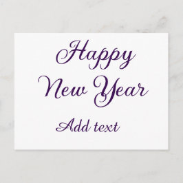 Postal Festiva Feliz año nuevo caligrafía morada simple minimalis