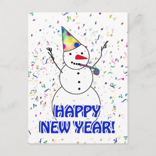 Postal Festiva ¡FELIZ AÑO NUEVO! Celebrando a Snowman