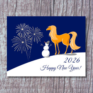 Postal Festiva Feliz Año Nuevo Chino del Caballo de Fuego 2026