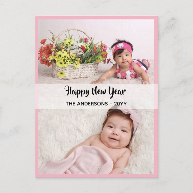 Postal Festiva Feliz Año Nuevo - COLLAGE DE FOTOS - Personalizado (Anverso)