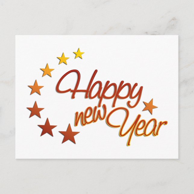Postal Festiva Feliz Año Nuevo con estrellas (Anverso)