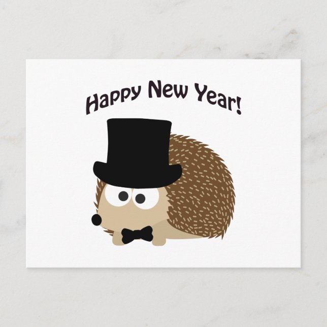 Postal Festiva ¡Feliz Año Nuevo! Dapper Hedgehog (Anverso)