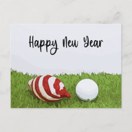 Postal Festiva Feliz año nuevo de golf con vacaciones de golfista