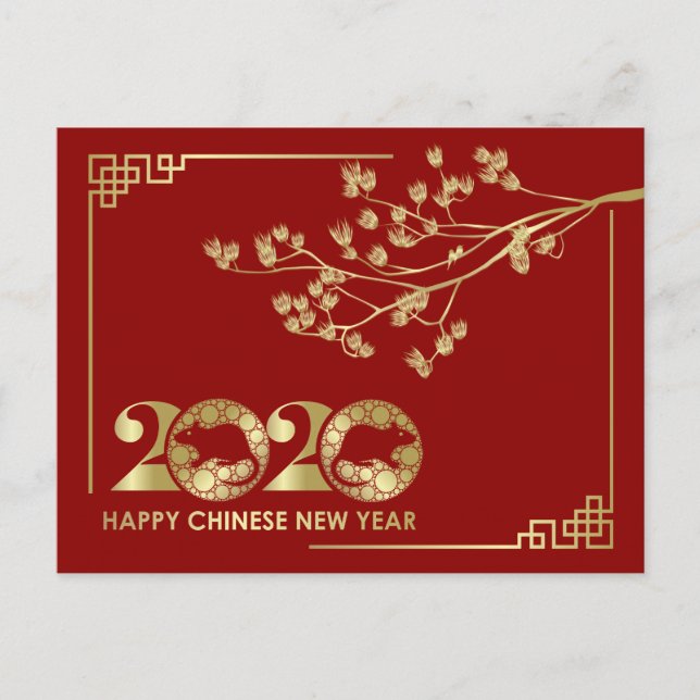 Postal Festiva Feliz Año Nuevo de la Rata - 2020 (Anverso)