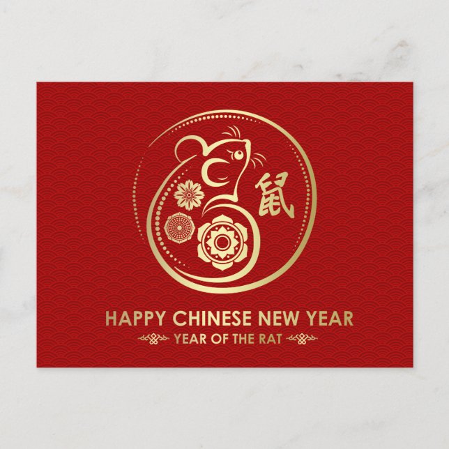 Postal Festiva Feliz Año Nuevo de la Rata - 2020 (Anverso)