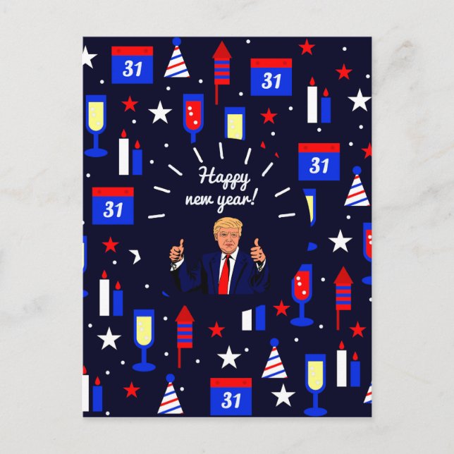 Postal Festiva feliz año nuevo donald trump (Anverso)