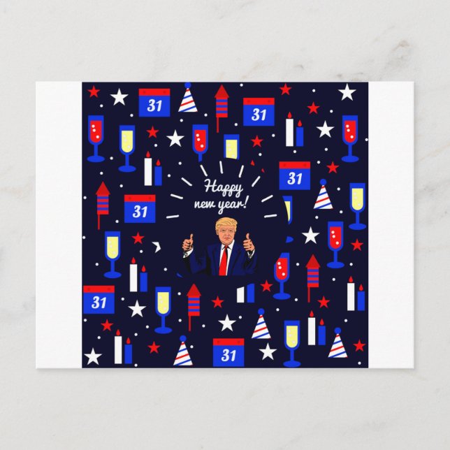 Postal Festiva feliz año nuevo donald trump (Anverso)