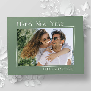 Postal Festiva Feliz Año Nuevo Elegante Sage Sage Green Photo
