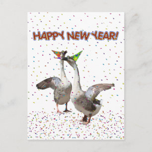 Postal Festiva Feliz Año Nuevo Geese