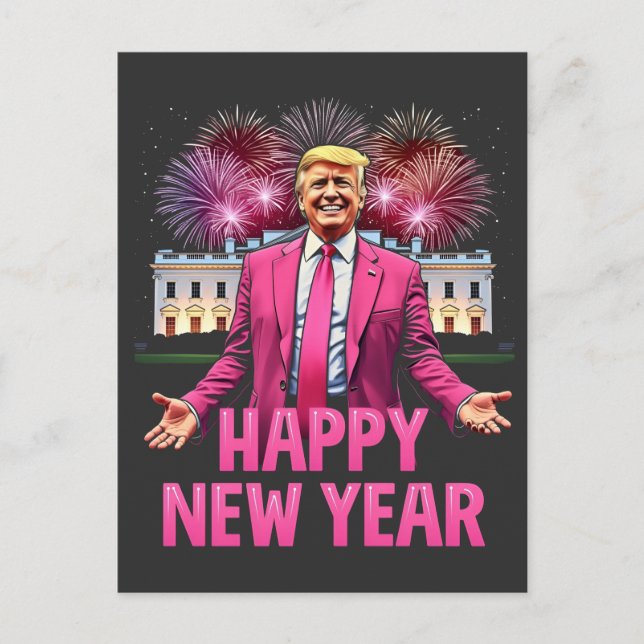 Postal Festiva Feliz Año Nuevo La Resolución De Trump 2025 (Anverso)