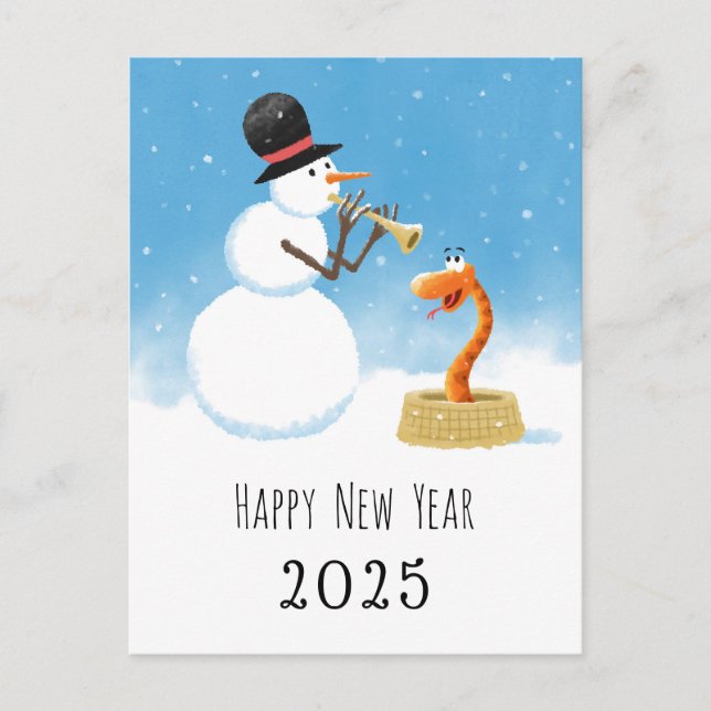 Postal Festiva Feliz Año Nuevo Snake Chino Lunar Zodiac 2025 (Anverso)