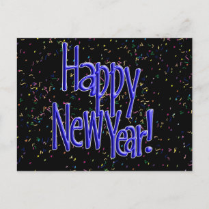 Postal Festiva Feliz Año Nuevo Texto Azul