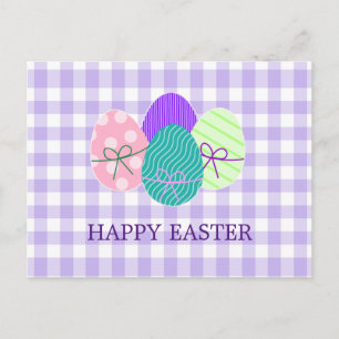 Postal Festiva Feliz año pasado Lavender Gingham Pattern