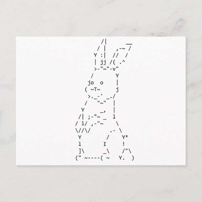 Postal Festiva Feliz Avenida ASCII Bunny Art (Anverso)