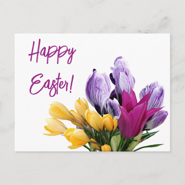 Postal Festiva Feliz bonito de Pascua florida flor de primavera c (Anverso)