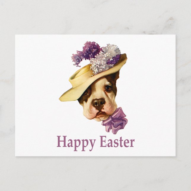 Postal Festiva Feliz Bulldog de Pascua (Anverso)