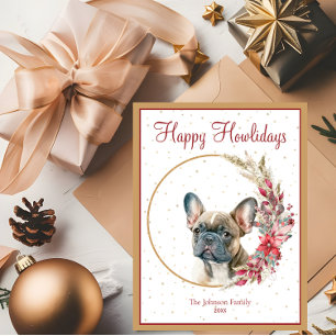 Postal Festiva Feliz Bulldog francés de Howlidays Cute