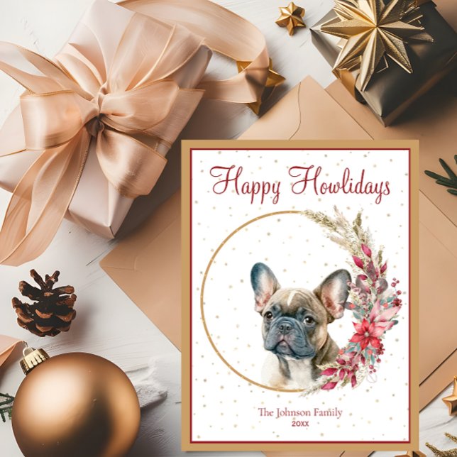 Postal Festiva Feliz Bulldog francés de Howlidays Cute (Subido por el creador)