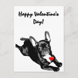 Postal Festiva Feliz Bulldog francés de San Valentín