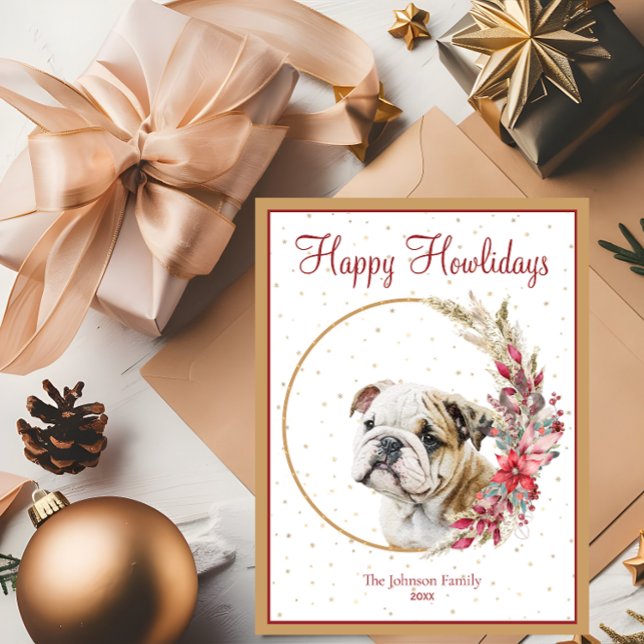 Postal Festiva Feliz Bulldog inglés de Howlidays Cute (Subido por el creador)