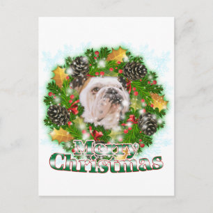 Postal Festiva Feliz Bulldog navideño