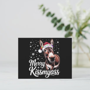 Postal Festiva Feliz Burro Besamano Navideño Divertido Pijama Sar